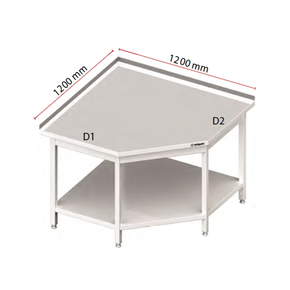 Stůl nerezový přístěnný rohový s policí 600x700x850 mm |  STALGAST, 980126070