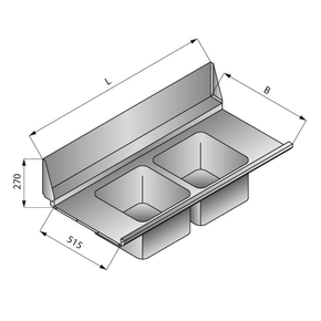 Płyta stołu przelotowego dwuzbiornikowego, 1300x635 mm | LOZAMET, LO330
