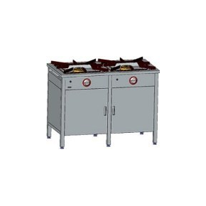 Gastronomický plynový sporák 2 hořáky, 1150x600x850 mm se skříňkou, 1x6,5+1x8 kW | EGAZ, TG-217.IV