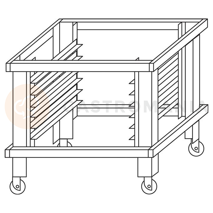 Podstawa z prowadnicami na kołach do pieca S105 H=950 mm | MORETTI FORNI, MFS105SP95