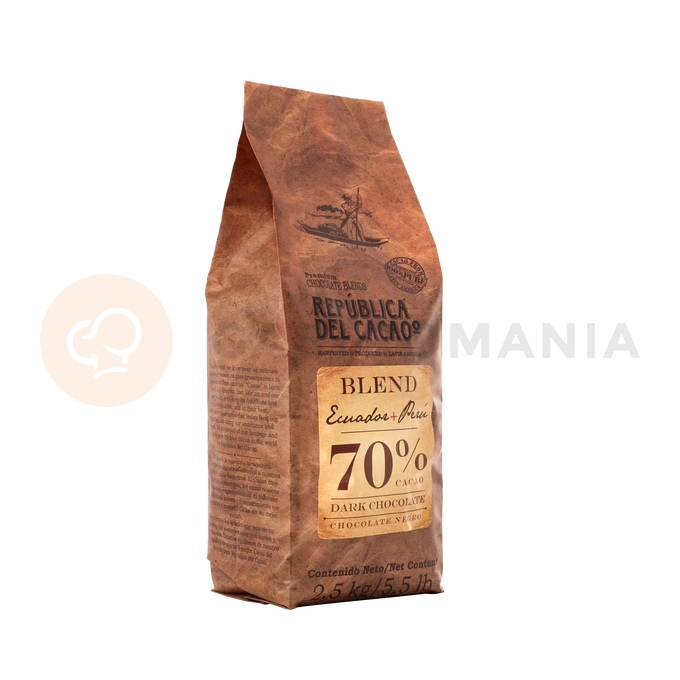 Hořká čokoláda 70% Ecuador+Peru 250 g | REPUBLICA DEL CACAO, 18836-025