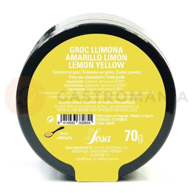 Potravinářské barvivo žluté, citronové 70 g | SOSA, 39439