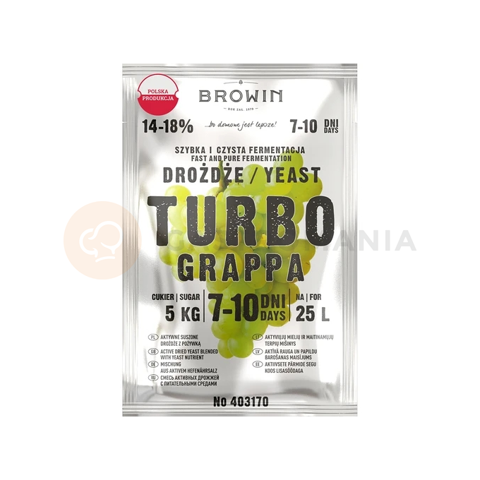 Lihovarnické kvasnice Turbo Grappa 7-10 dní, 120 g | BROWIN, 403170