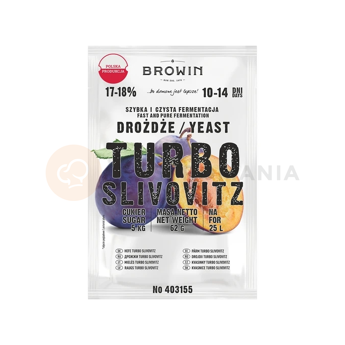 Lihovarnické kvasnice Turbo Slivovitz, 62 g | BROWIN, 403155