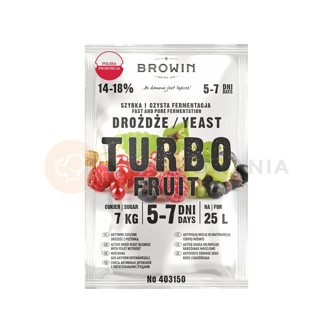 Vinné kvasnice Turbo Fruit 5-7 dní, 40 g | BROWIN, 403150