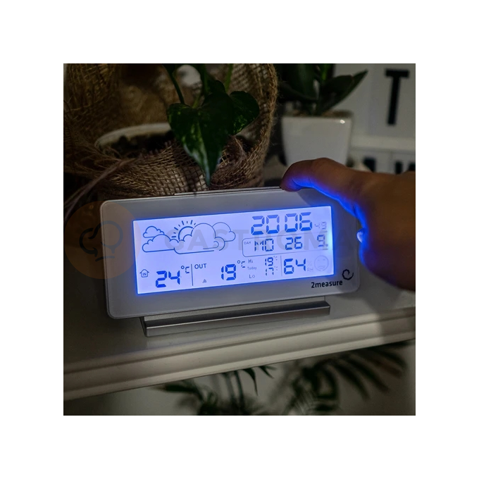 Meteostanice RCC, DCF - elektronická, bezdrátová, osvětlená, externí senzor, bílá | 2MEASURE, 250102