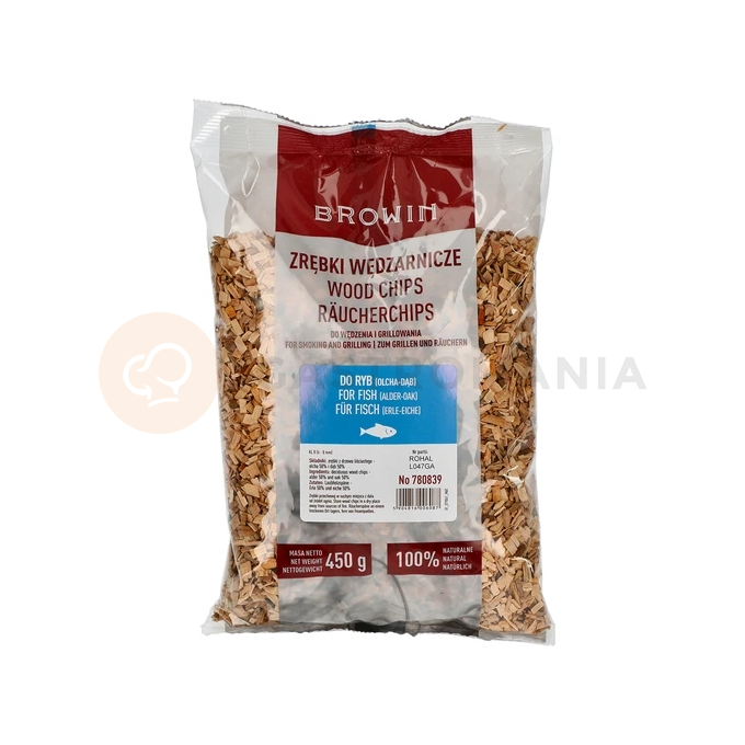 Štěpky na uzení/grilování ryb, 50% dub + 50% olše, 450 g, kl. 8 | BROWIN, 780839