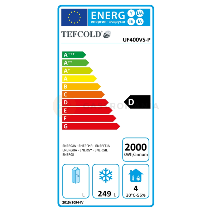 Mrazicí skříň s plnými dveřmi, nerez | TEFCOLD, UF 400 VS