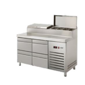 Kombinovaný pizza stůl 700 mm GN 1/1 1342x700x1050 mm | ASBER, ETPZ-135-04 HC 90NS