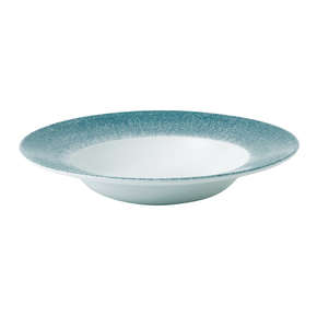 Porcelanowy talerz głęboki z szerokim rantem 284 ml | CHURCHILL, Raku Topaz Blue