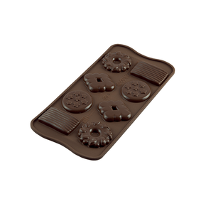 Forma do pralin i czekoladek - ciastka, 49x29x6,8 mm, 129 ml - SCG25 Choco Biscuit | SILIKOMART, Easychoc