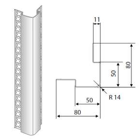 Vnější roh z nerezové oceli 1800 mm | DORA METAL, DM-3509.1