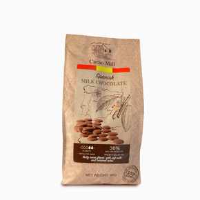 Hiszpańska mleczna czekolada 36%, 1 kg - dropsy, torba | NATRA CACAO, Milk