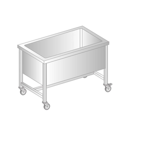 Stół jezdny ze stali nierdzewnej z basenem jednokomorowym 1200x700x850 mm, wys. komory = 400 mm | DORA METAL, DM-3240
