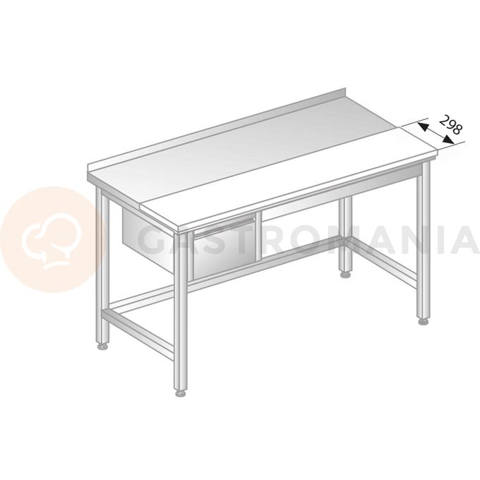 Stół przyścienny ze stali nierdzewnej z płytą do krojenia i szufladą 1200x700x850 mm | DORA METAL, DM-3106