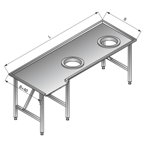 Stół sortowniczy kątowy prawy, 2700x1200x850 mm | LOZAMET, LO308/2712
