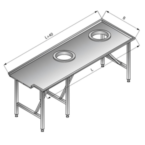 Stół sortowniczy prosty lewy, 2700x1200x850 mm | LOZAMET, LO304/2712