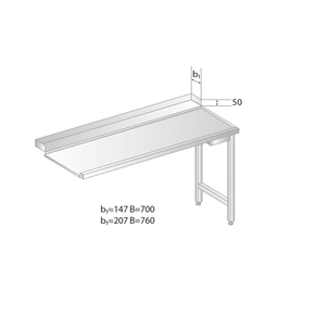 Vykládací stůl pro myčky nádobí z nerezové oceli 600x760x850 mm | DORA METAL, DM-3265