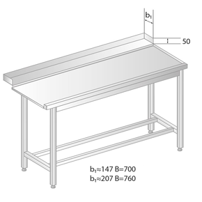 Vykládací stůl pro myčky nádobí z nerezové oceli 900x700x850 mm | DORA METAL, DM-3248