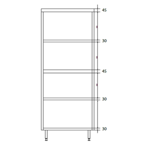 Dvojitá skladovací skříň z nerezové oceli s dělenou komorou a policemi 800x500x1800 mm | DORA METAL, DM-3306.01