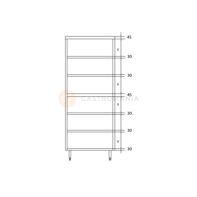 Dvojitá skladovací skříň z nerezové oceli s posuvnými dveřmi, dělenou komorou a policemi 1000x500x2000 mm | DORA METAL, DM-3308.02