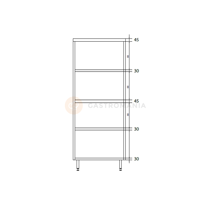 Dvojitá skladovací skříň z nerezové oceli s posuvnými dveřmi, dělenou komorou a policemi 1000x600x1800 mm | DORA METAL, DM-3308.01