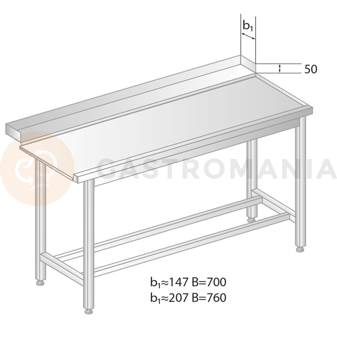 Vykládací stůl pro myčky nádobí z nerezové oceli 1600x700x850 mm | DORA METAL, DM-3248