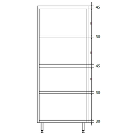 Skříň průchozí dvojitá z nerezové oceli s dělenou komorou a policemi 1200x500x1800 mm | DORA METAL, DM-3307.01