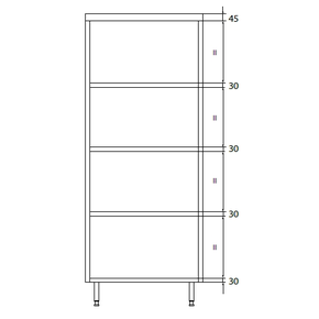 Skříň průchozí dvojitá z nerezové oceli s policemi 1000x700x2000 mm | DORA METAL, DM-3334.02